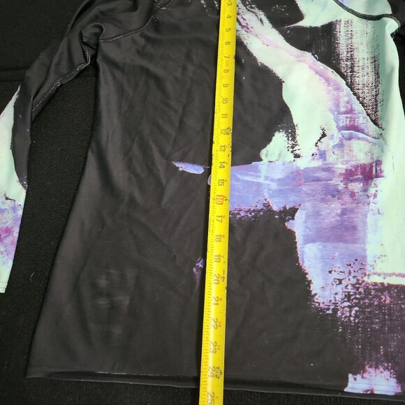 Colorful Long Sleeve Rash Guard Shirt Size L 82% Polyester 18% Spandex Made In U - Picture 4 of 7